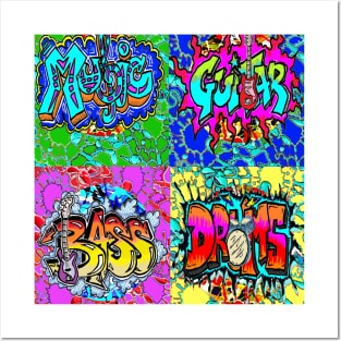 pop art graffiti music trendy splash Posters and Art